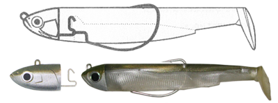 diagram of parts of a black minnow lure